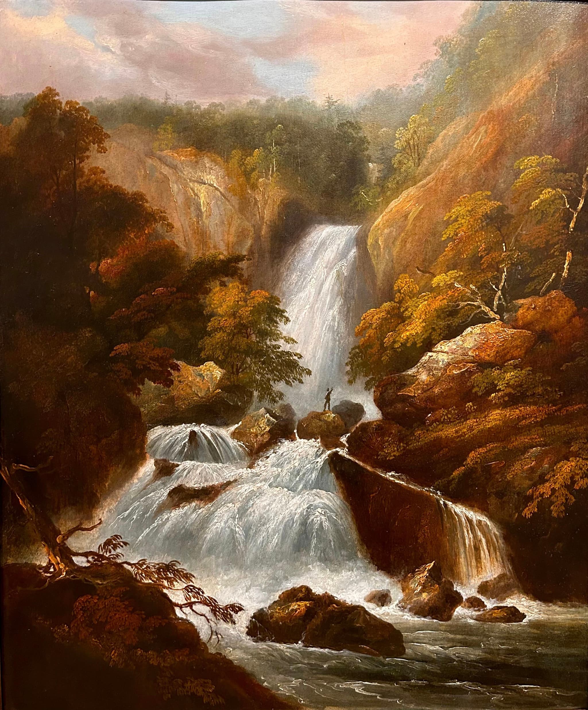 Oil Landscape of Waterfall - William Guy Wall