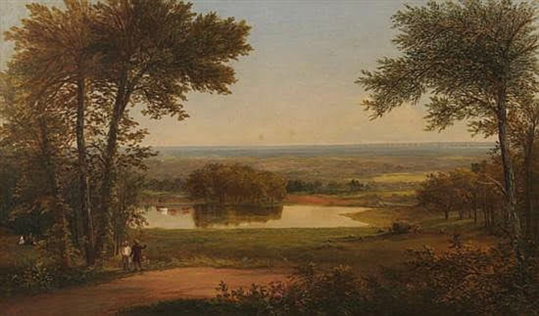 A VIEW OF THE PALISADES FROM TUCKAHOE, NEW YORK - ATTRIBUTED TO WILLIAM GUY WALL